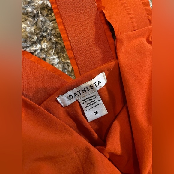 ATHLETA SAVANNAH Strap Mini Dress M Orange V-Neck Sleeveless Drawstring - Picture 6 of 7